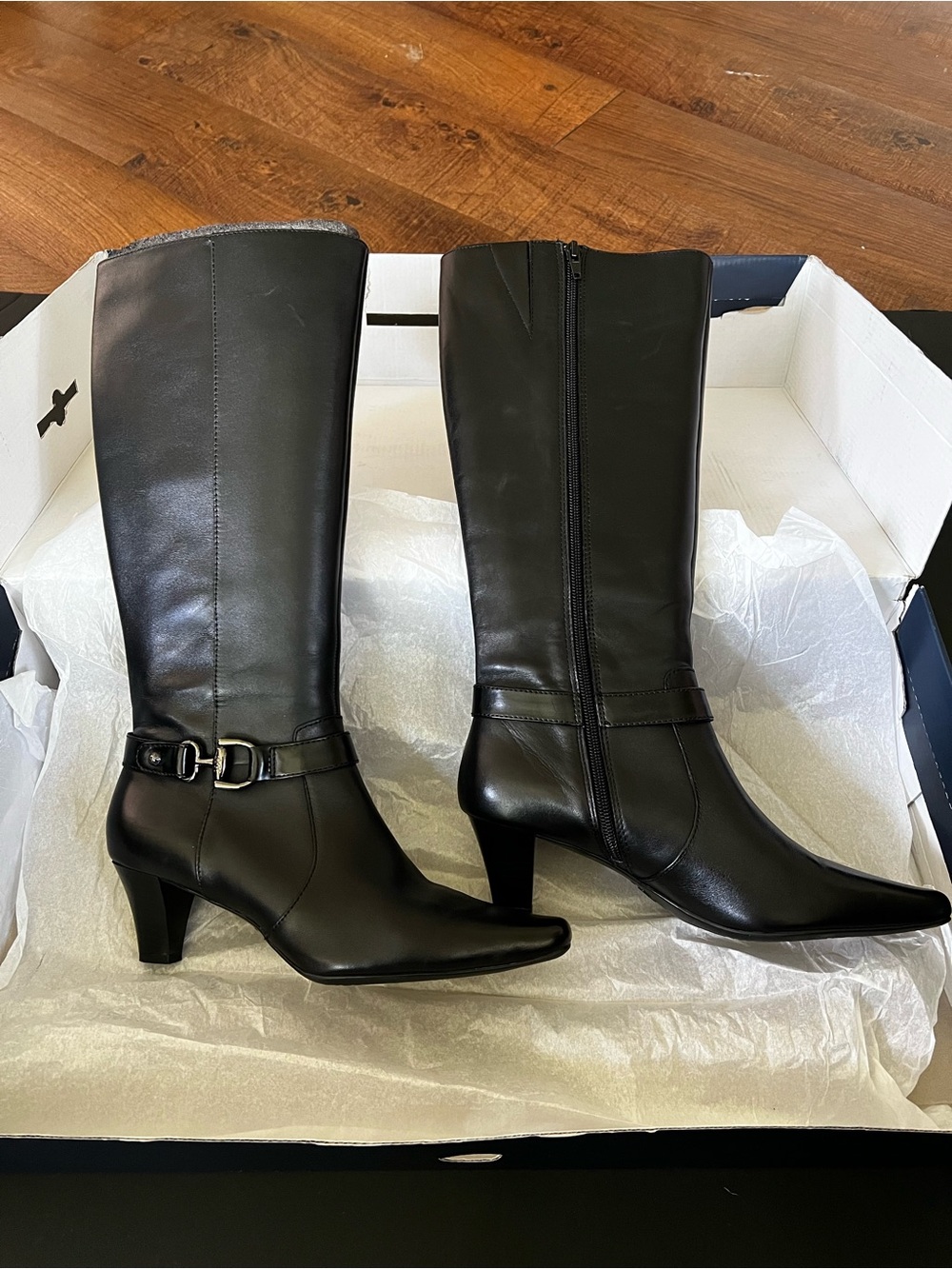 Anne Klein Gage IFlex Knee High Heeled Boots Black Sz 8 New in Box